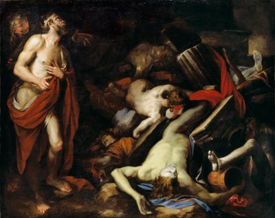 Hiob und seine Kinder von Domenico the Elder Piola